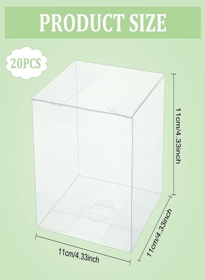 بينيكريت علب هدايا زفاف شفافة من بينيكريت، 20 قطعة، مربعة الشكل، مصنوعة من مادة PVC شفافة، مقاس 4.5 × 4.5 × 4.5 بوصة، لتغليف هدايا الحلوى والشوكولاتة والمناسبات الاحتفالية - Image 2